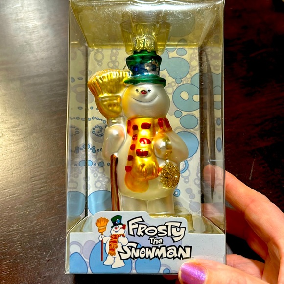 Vintage WB Frosty the Snowman Handcrafted Glass Christmas Ornament Brass Key - Picture 1 of 3